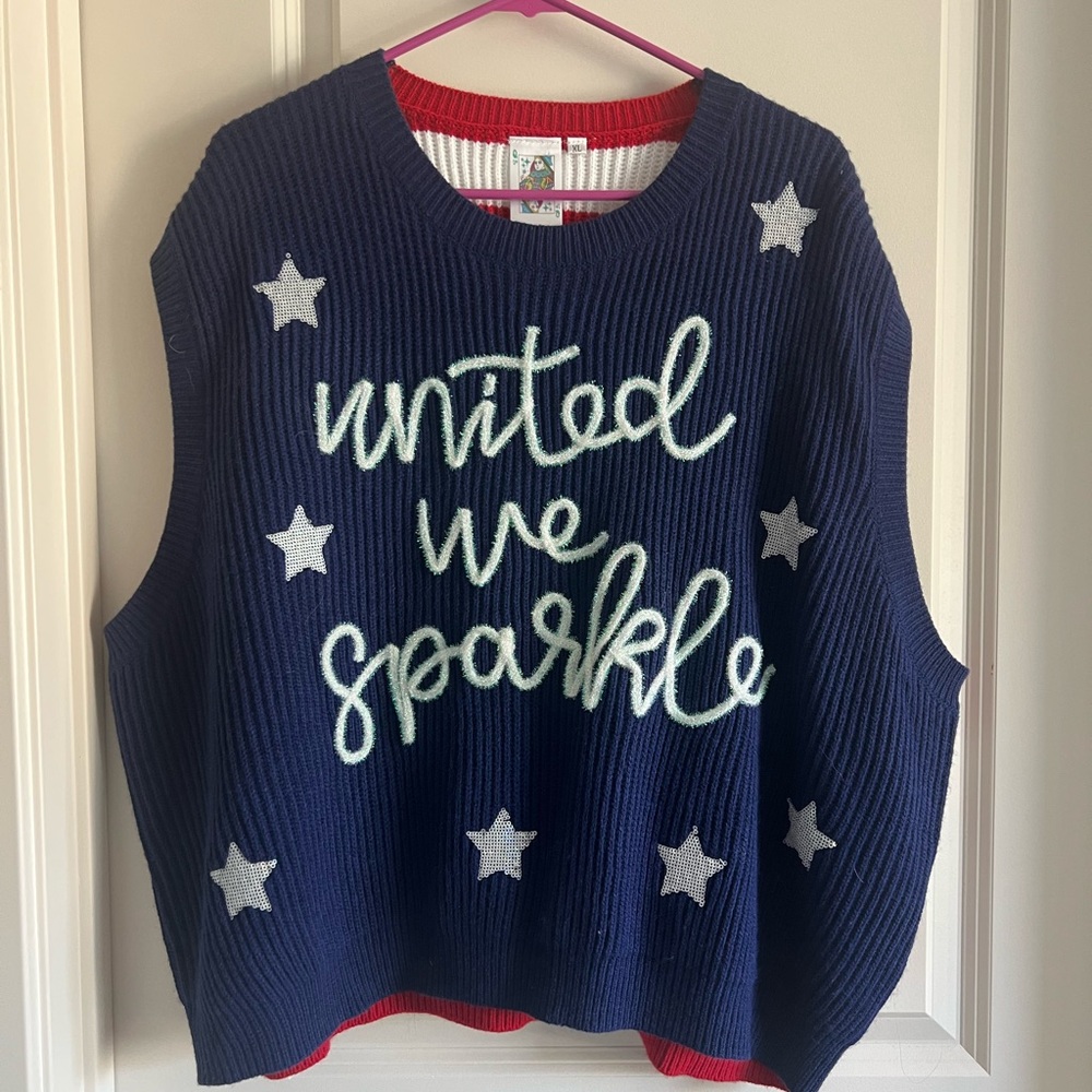 Queen of sparkles united we sparkle sweater tank / sweater vest xl